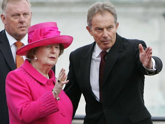 Baroness Margaret Thatcher with Tony Blair. Photo credit: Alistair Grant/PA Wire