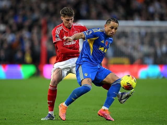 HUNGRY: Noah Okafor worked well in both directions for Leeds United (Image: Shaun Botterill/Getty Images)