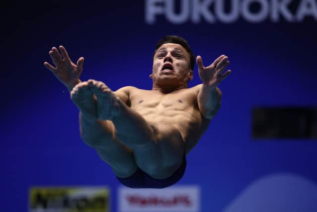 Sheffield's Jordan Houlden of Team Great Britain competes in the Men's 1m Springboard Final on day three of the Fukuoka 2023 World Aquatics Championships at Fukuoka Prefectural Pool on July 16, 2023 (Picture: Adam Pretty/Getty Images)