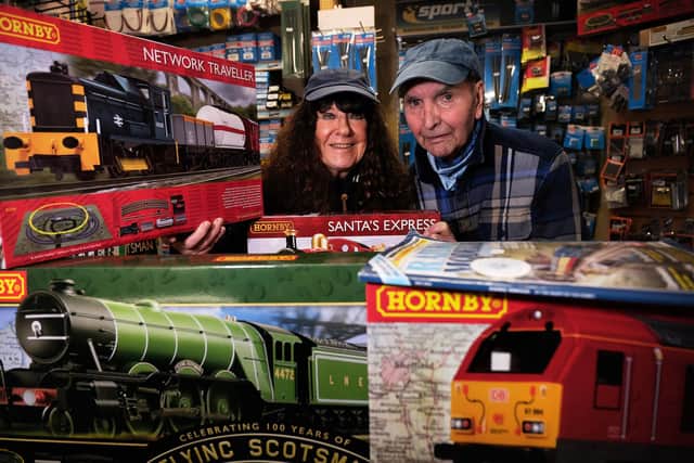 Scarborough's Train Shop celebrates it's 40th anniversary in business. Owners Janet and Geoff Jefferson in the shop