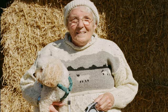 Dales Sheep Aran Jumper, £79.95, at Glencroftcountrywear.co.uk. Modelled by Lillian, a retired bank manager who lives close to Glencroft’s HQ in the Dales, picture by Juliet Klottrup.
