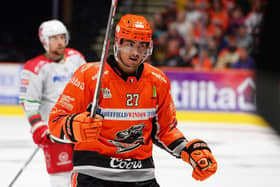 IN THE GAME: Cole Shudra is enjoying his return to the Elite League with hometown club Sheffield Steelers. Picture: Dean Woolley/Steelers Media.