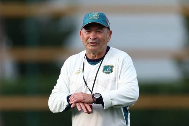 Head Coach, Eddie Jones during a Wallabies training session ahead of the Rugby World Cup France 2023, at Stade Roger Baudras on September 02, 2023 in Saint-Etienne, France. (Picture: Chris Hyde/Getty Images)