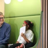 Hooriya interviewed Louis Theroux. (Pic credit: Martin House Children's Hospice)