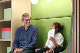 Hooriya interviewed Louis Theroux. (Pic credit: Martin House Children's Hospice)