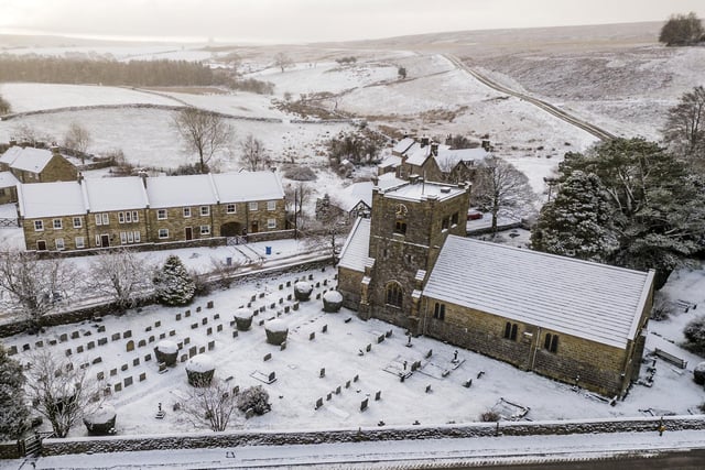St Mary's Church in Goathland, North Yorkshire, is surrounded by snow. (Photo credit: Danny Lawson/PA Wire)