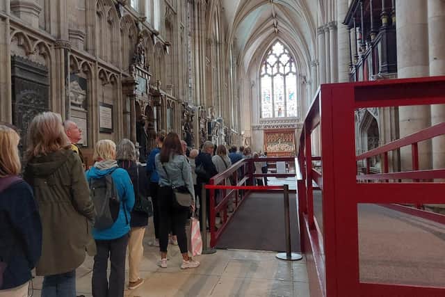 Queues formed to sign the condolence book for Queen Elizabeth II at York Minster