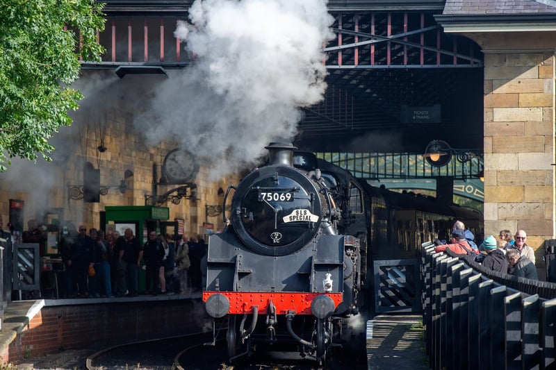 Visiting locomotive No. 75069, from the Severn Valley Railway arriving at Pickering Station.
Picture by Yorkshire Post Photographer Bruce Rollinson
21 September 2023.