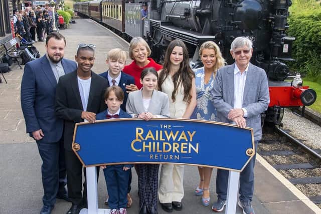 Cast members for The Railway Children Return World Premiere at Oakworth Station on the Keighley and  Worth Valley Railway. (Pic credit: Tony Johnson)