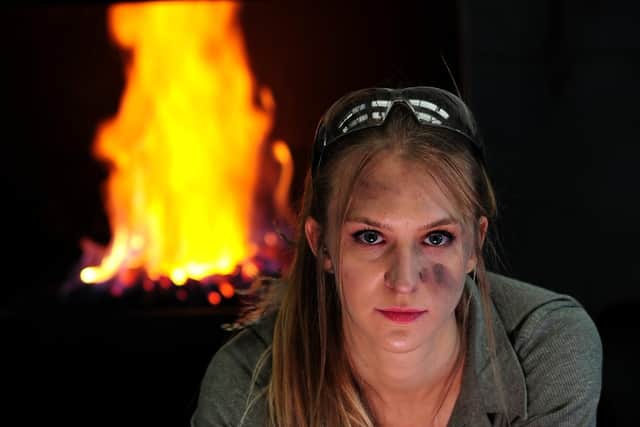 Blacksmith Katie Ventress pictured in her workshop at Hinderwell