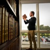 THE GLAISDALE AGRICULTURAL LIBRARY: THE PRIVATE COLLECTION at Tennants Auctionneers, Leyburn.. Ben Elliott is pictured An Essay for Advancement of Husbandry-Learning: or Propositions for Erecting a College Samuel Hartlib Picture by Simon Hulme 29th September 2022











