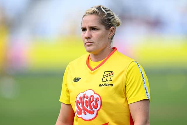 End of the line: Katherine Sciver-Brunt of Trent Rockets during The Hundred, playing on Thursday in what would turn out to be her penultimate game (Picture: Gareth Copley/Getty Images)