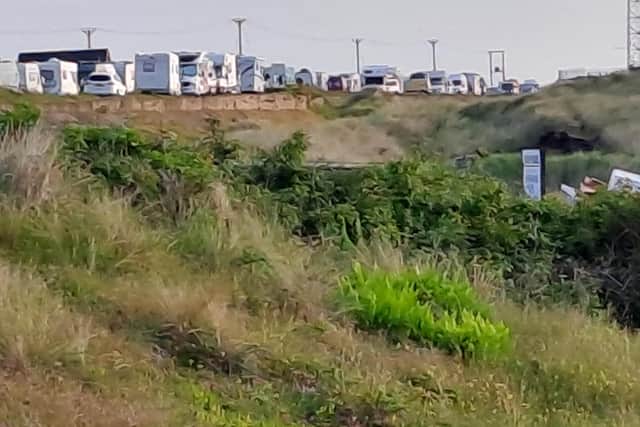 Motorhomes and caravans parked at South Gare. Picture/credit: Alan Wallis.