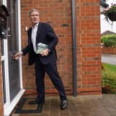 Labour leader Sir Keir Starmer leafleting during a visit to Shefford in the constituency of Mid Bedfordshire. PIC: Jacob King/PA Wire