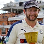 Tim Bresnan, pictured with the 2015 County Championship trophy, claims that the ECB has conducted a corrupt investigation into Azeem Rafiq's racism claims. Photo by Sarah Ansell/Getty Images.