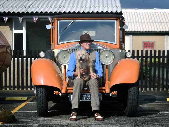 Pictured Martin Reed with his dog Mia and his 1932 2025 Rolls Royce.