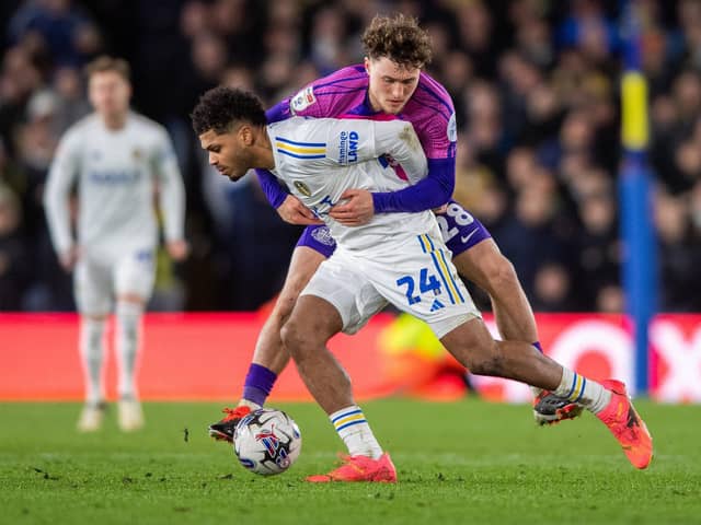 Sunderland's Callum Styles, on loan from Barnsley, gets to grips with Leeds United's Georginio Rutter. Picture: Bruce Rollinson