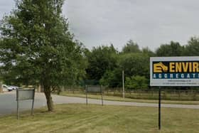 The entrance to Enrivo Aggregates' Little Catwick Quarry, in Leven Bypass/A1035, Leven, East Riding of Yorkshire.
