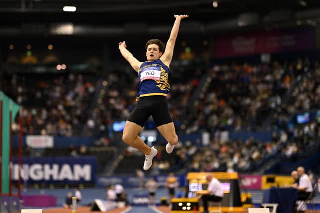 Archie Yeo of Great Britain competes in the Men's Long Jump Final during day two of the 2024 Microplus UK Athletics Indoor Championships at Utilita Arena Birmingham on February 18 (Picture: Dan Mullan/Getty Images)
