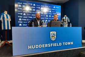 EXCITED: Huddersfield Town's sporting director Mark Cartwright (left) with new head coach Andre Breitenreiter
