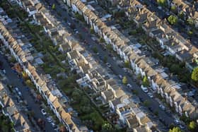 A general aerial view of terraced houses. PIC: Victoria Jones/PA Wire