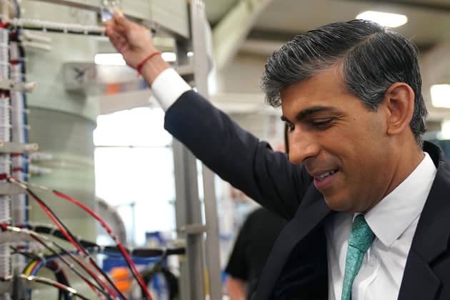 Prime Minister Rishi Sunak during a visit to a business in Oxfordshire. PIC: Jacob King/PA Wire