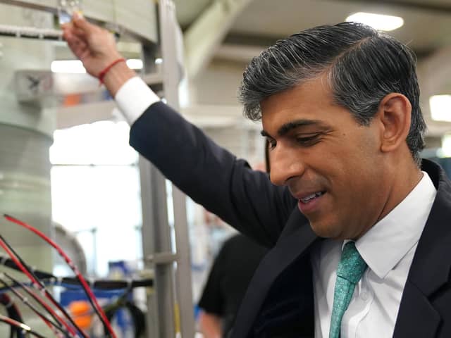 Prime Minister Rishi Sunak during a visit to a business in Oxfordshire. PIC: Jacob King/PA Wire