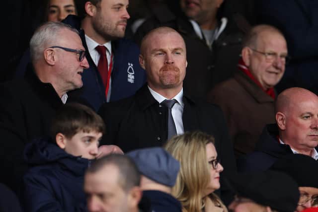NOTTINGHAM, ENGLAND - JANUARY 14: Sean Dyche, Former Football Manager looks on from the stands during the Premier League match between Nottingham Forest and Leicester City at City Ground on January 14, 2023 in Nottingham, England. (Photo by Catherine Ivill/Getty Images)