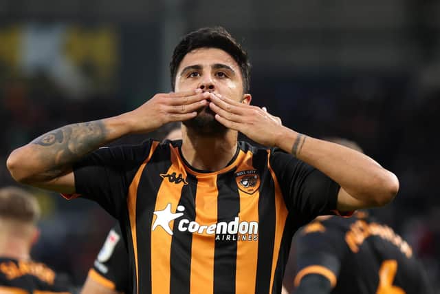 ON TARGET: Hull City's Ozan Tufan celebrates after scoring the team's first goal against Bristol City at the MKM Stadium Picture: George Wood/Getty Images.