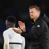 LEEDS, ENGLAND - JANUARY 04: Jesse Marsch, Manager of Leeds United applauds the fans following the Premier League match between Leeds United and West Ham United at Elland Road on January 04, 2023 in Leeds, England. (Photo by Stu Forster/Getty Images)