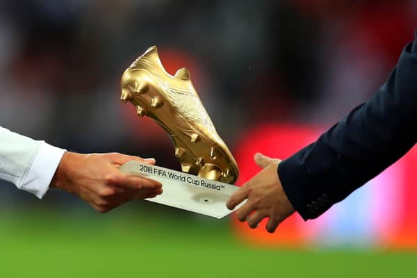LONDON, ENGLAND - SEPTEMBER 08: Close up view of the  World Cup 2018 Golden Boot awarded to Harry Kane of England before the UEFA Nations League A group four match between England and Spain at Wembley Stadium on September 8, 2018 in London, United Kingdom. (Photo by Catherine Ivill/Getty Images) 