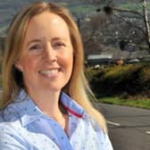 Jill Thorp at the farm on the M62