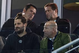 THANKS BUT NO THANKS: Pedro Martins (back, right) watches the win over Wigan Athletic with Hull City chairman/owner Acun Ilicali