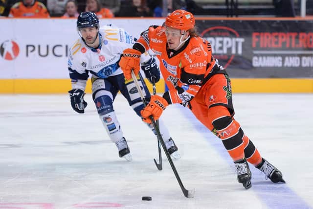 BACK FOR MORE: Marc-Olivier Vallerand is back for a third full season of Sheffield Steelers hockley. Picture courtesy of Dean Woolley/EIHL/Steelers Media.
