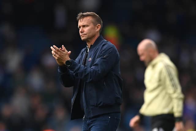 LEEDS, ENGLAND - OCTOBER 23: Leeds United manager Jesse Marsch applauds the fans after the Premier League match between Leeds United and Fulham FC at Elland Road on October 23, 2022 in Leeds, England. (Photo by Stu Forster/Getty Images)
