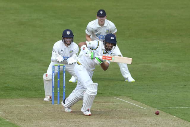 Shan Masood, pictured batting in Yorkshire's last Championship game at Durham, has had a positive effect since joining the club. Photo by Stu Forster/Getty Images.
