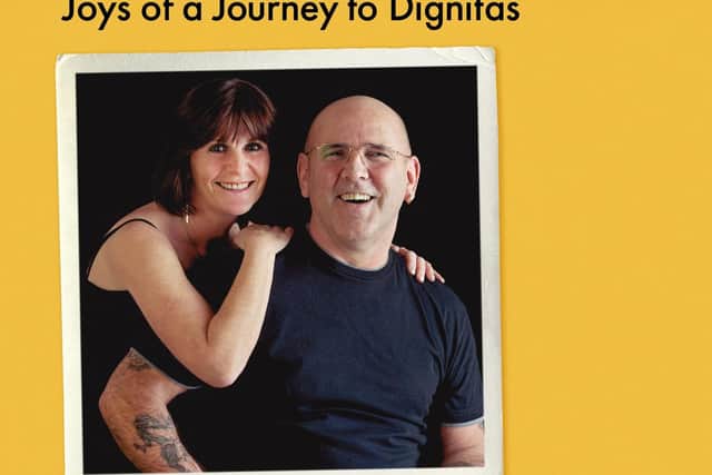 The front cover of Julie Casson's book 'Die Smiling' about her husband Nigel.