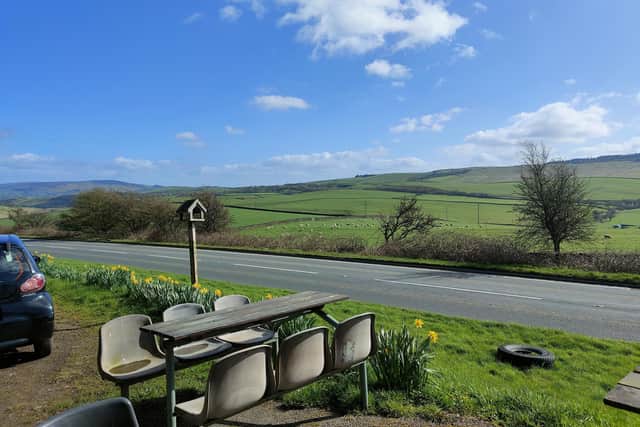 The beautiful views from the Dalesway Cafe in Skipton