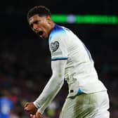Jude Bellingham of England celebrates after Marcus Rashford (Not Pictured) scores the team's second goal during the UEFA EURO 2024 European qualifier match between England and Italy at Wembley (Picture: Richard Heathcote/Getty Images)