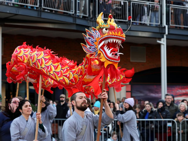 Dragon Dance for Chinese New Year pictured taking place at Gunwharf Quays in Portsmouth. Picture: Sam Stephenson.