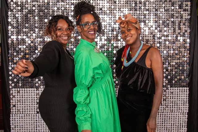 At the Smart Works Leeds Fashion as a Force for Good Ball in Leeds in November 2023, Smart Works Leeds client champions (L-R) Nicola Drummond, Josepha Boyce and Nattylyn Maddix-Butler. Picture by Roth Read Photography