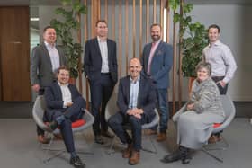 Leeds office managing partner Mike Thornton with newly firectors at RSM's Leeds office. From left to right: Matthew Hoyle, James Atkinson, Finlay Lamont, James Woodhead, Lisa Smith and Mark Leyland. Photograph by Richard Walker/ImageNorth.