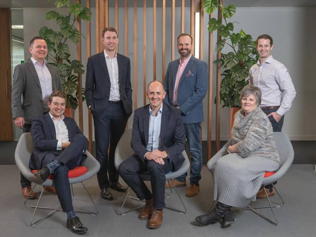 Leeds office managing partner Mike Thornton with newly firectors at RSM's Leeds office. From left to right: Matthew Hoyle, James Atkinson, Finlay Lamont, James Woodhead, Lisa Smith and Mark Leyland. Photograph by Richard Walker/ImageNorth.