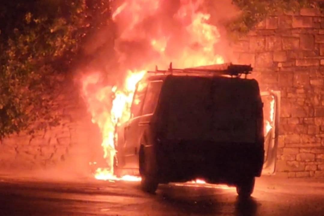 Van goes up in flames as Spar convenience store evacuated