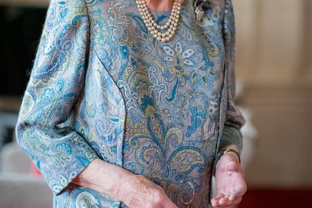 WINDSOR, ENGLAND - APRIL 28: Queen Elizabeth II attends an audience with the President of Switzerland Ignazio Cassis (Not pictured) at Windsor Castle on April 28, 2022 in Windsor, England. (Photo by Dominic Lipinski - WPA Pool/Getty Images):Queen Elizabeth 2nd - various events
