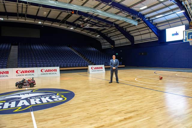 No place like home: Yuri Matischen, Sheffield Sharks' chairman and co-owner, stands proudly on the show court of the new Canon Medical Arena in Attercliffe. (Picture: Adam Bates)