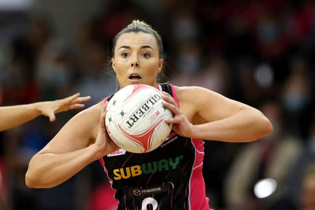 ADELAIDE, AUSTRALIA - APRIL 13:  Elle McDonald of the Adelaide Thunderbirds during the round four Super Netball match between Adelaide Thunderbirds and NSW Swifts at , on April 13, 2022, in Adelaide, Australia. (Photo by Sarah Reed/Getty Images)