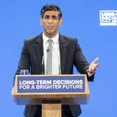 Prime Minister Rishi Sunak delivers his keynote speech at the Conservative Party annual conference at Manchester Central convention complex. PIC: Danny Lawson/PA Wire