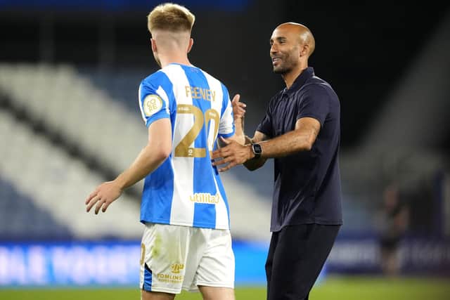 FAITH: Huddersfield Town manager Lee Grant with 20-year-old loanee Josh Feeney (Image: Nick Potts/PA Wire)