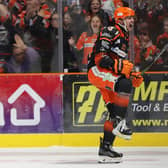 CELEBRATE: Sheffield Steelers' Cole Shudra is in line to make his full competitive debut for great Britain at the Olympic Qualifiers in Cardiff this week. Picture: Hayley Roberts/Steelers Media.
